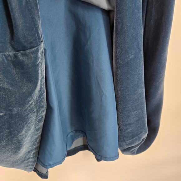 Ann Taylor 0 Blue Velvet Midi Skirt Velour A-Line Navy Midnight Lining Zip - Picture 4 of 7